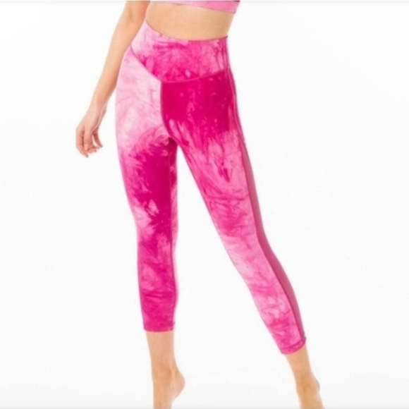 ZYIA Active Tie Dye Fuchsia Hendrix Mesh Light N Tight High Leggings Size 12 - Picture 1 of 14